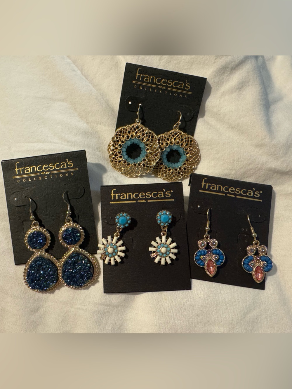 Francesca's Collections Gold and Blue earrings bundle
